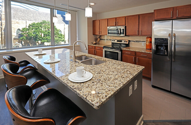 Updated Model Suite - Kitchen - Residences at 1717 Apartments