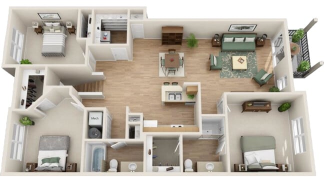 3 Bed 2 Bath Upper A