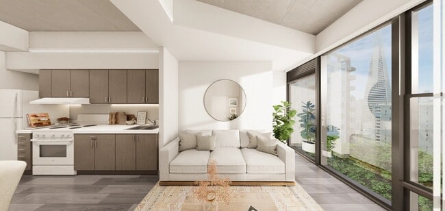 1 Bedroom Living Area Rendering