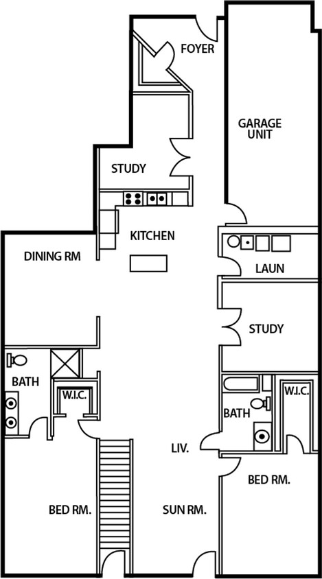Floor Plan - 2 Bedroom with (1) Den and (1) Home Office - Up...
