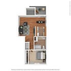 The Hampton: Beds - 1: Baths - 1: SqFt Range - 658 to 658