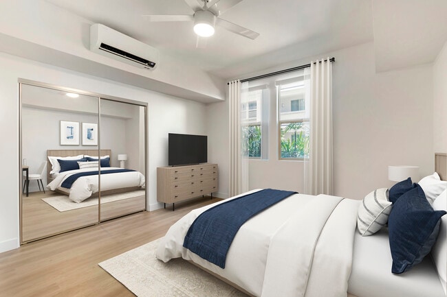 Renovated Package II living area with hard surface flooring