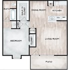1 bed 1 bath 678sqft