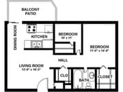 2 Bedroom 1 Bath - 900 sf