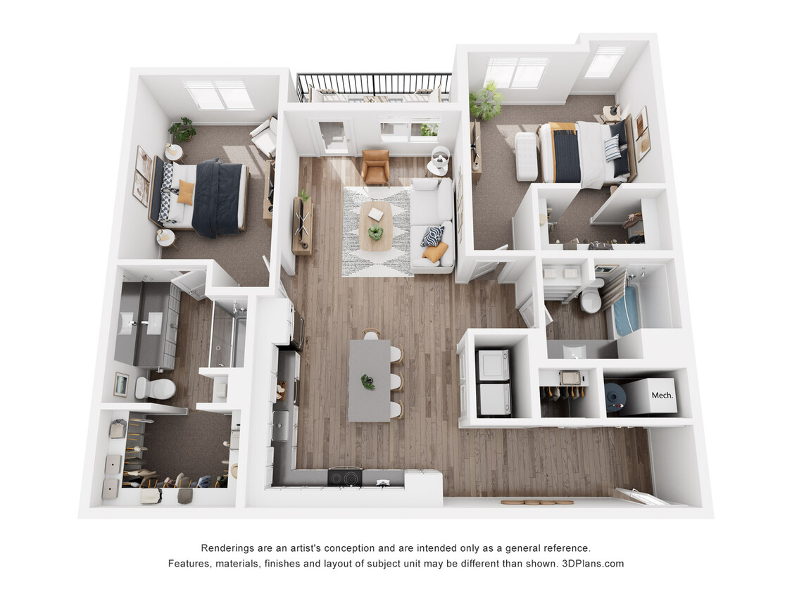 2B-Large Two Bed Two Bath 1,204 Square Feet - 2B Two Bedroom Large