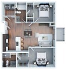2 Bedroom 2 Bathroom Apartment Floorplan