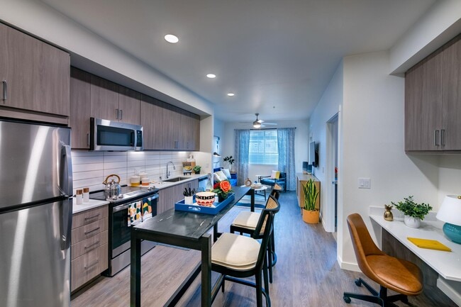 Modern, Flat-Panel Cabinets with Under-Cabinet Lighting