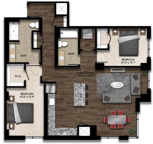 Floor Plan - 2 Bed/2 Bath-2E