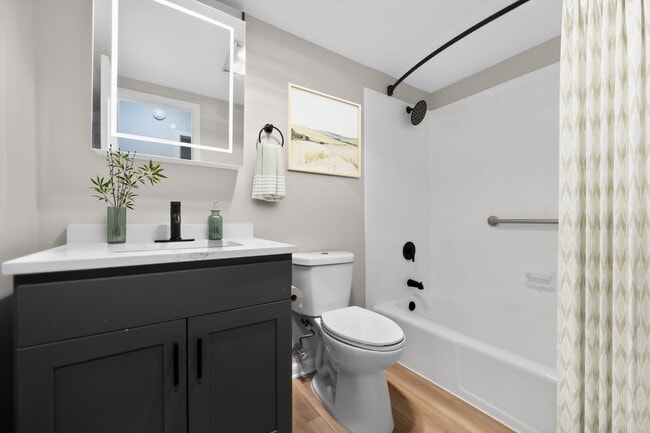 Elevate your lifestyle at Lake Shore Park Apartments with our stylishly designed bathrooms featuring modern finishes and ample storage. Indulge in comfort and convenience every day. Schedule a tour today to see your new home!