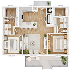 Explore the modern design of this apartment floor plan, perfect for stylish urban living.
