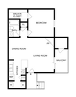 1 BR x 1 BA - C Floorplan