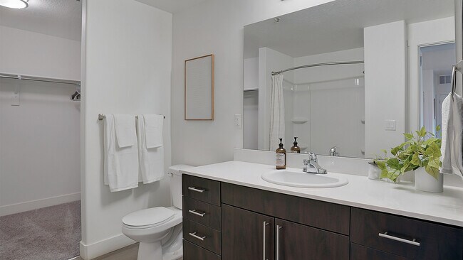 Modern bathroom vanity with clean finishes and ample storage.