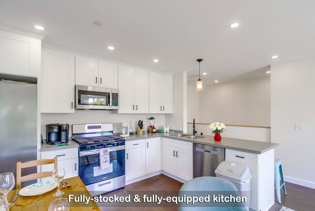 Prepare a delicious meal, order in, or take a quick 10-minute stroll to an array of restaurants