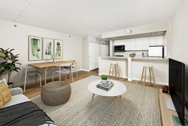 Apartment living area (virtually staged)
