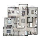 Explore this inviting modern three-bedroom apartment with an open-concept living area.
