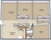 3BR, 1.5 BA - 1300 SF