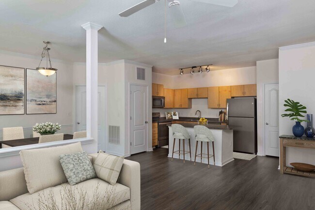Open concept living space and kitchen