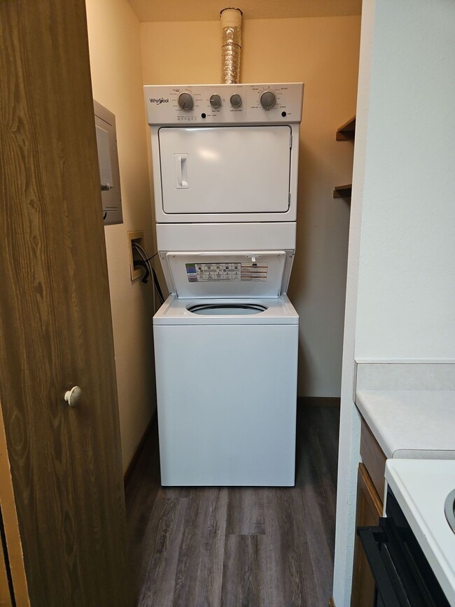 Enclosed Laundry Room Off Kitchen w/Shelving Off to Side