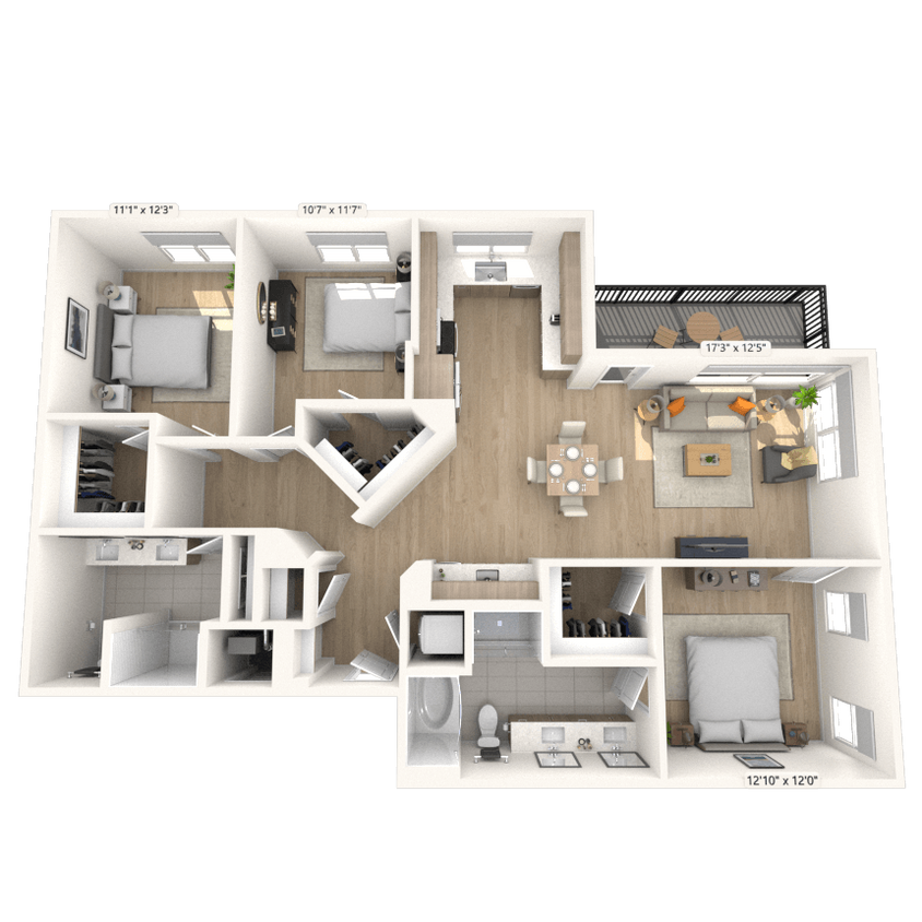 Floor Plan - C2 3x2 1508 SF
