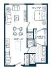 One Bedroom One Bath (703 SF)