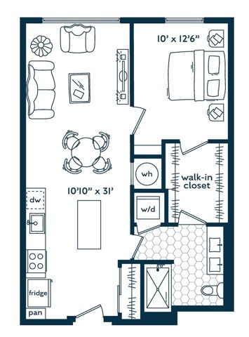 One Bedroom One Bath (703 SF) - One Bedroom One Bath (703 SF)