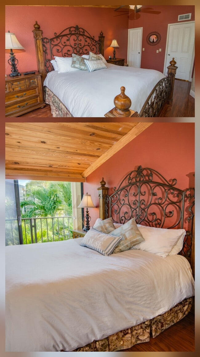 Master bedroom with king bed and small balcony. - 87200 Overseas Hwy Unit E4
