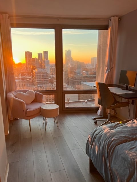 Gorgeous view of sunset from bedroom - 440 N Wabash Ave Unit 2501