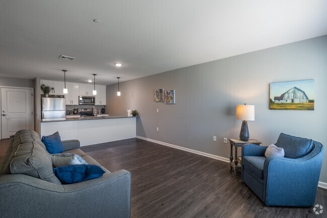 Model Apt - Hickory (2 bed/2 bath) - Kitchen and Living Room