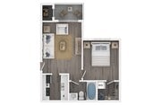 Plano del piso de un dormitorio y un baño