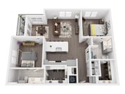 B3A 2 Bed, 2 Bath, 1,187 sq ft