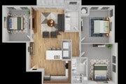 3 Bedroom 2 Bathroom Apartment Floorplan
