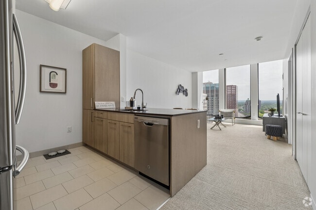 1BR, 1BA - 785SF - Kitchen and Living Room