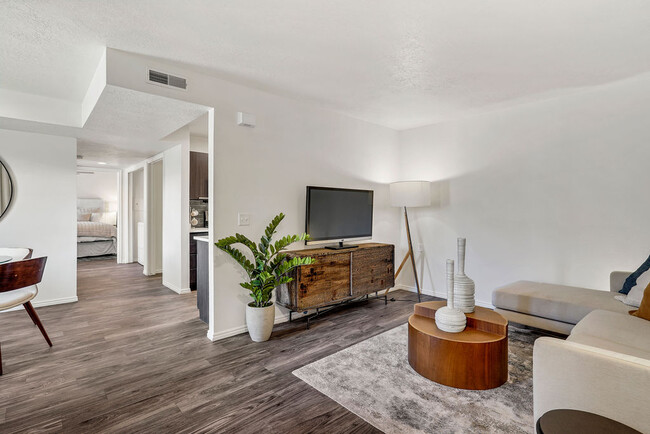 Renovated Living Room and Hallway - Woodgate Apartments