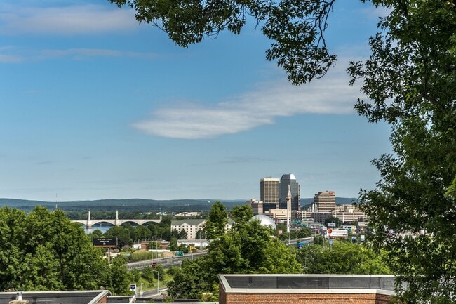 Scenic city skyline views from the Museum Park apartment community