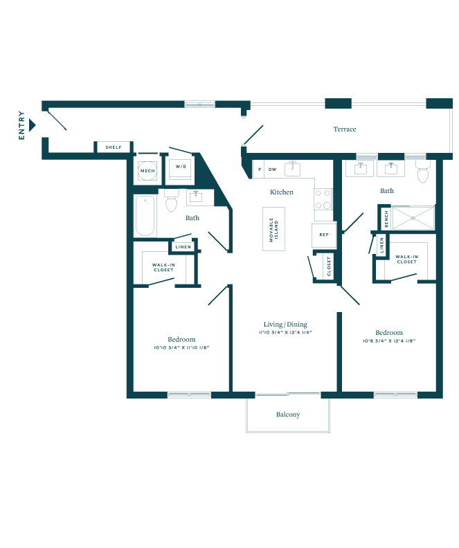Floor Plan - 2 Bed/2 Bath-C05