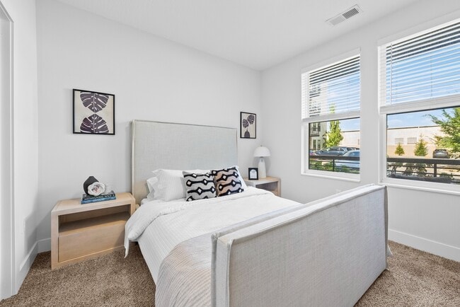 Plush Bedroom Carpet and Overhead Lighting