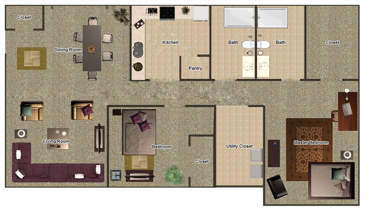 Floor Plan - Two Bedroom Two Bathroom