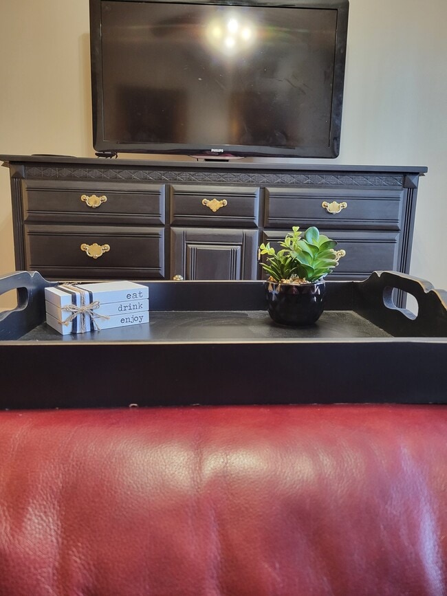 LR with leather sofa and TV with Roku (you bring login credentials for Netflux, Hulu, etc) - 435 Haltiwanger Rd Unit 3