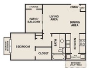 Creekwood Apartment Homes - A1 - 1 Beds - 1 Baths - 580 Sq. ft.