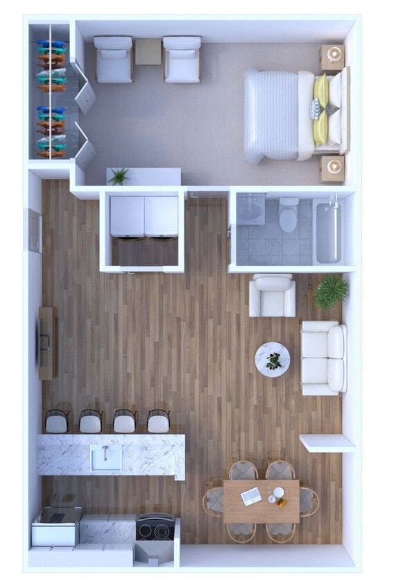 Floor Plan - 1 Bed 1 Bath | Renovated