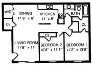 2BR/1BA
