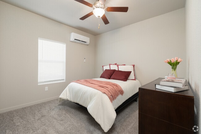 2BR, 1BA - 774SF - Primary Bedroom - Cottages at Mesa Ridge