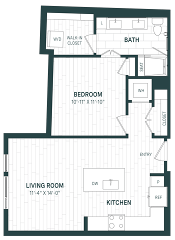 Floor Plan - 1 Bed/1 Bath JR-A05c