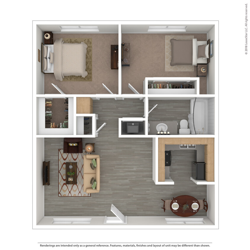 Floor Plan - Two Bedroom, One Bath East