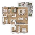 Explore the layout of this chic urban retreat, designed for modern living.