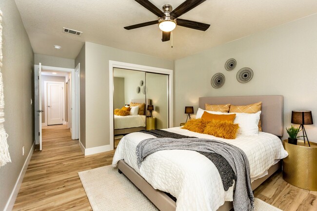 Bedroom With Wooden Floors - The Marc at 1600 Apartments