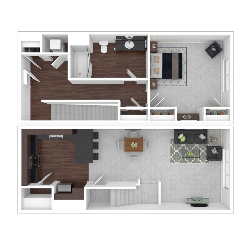 Floor Plan - 1x1 Townhome Large