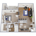 A1 - Apartamento de 571 pies cuadrados, un dormitorio y un baño