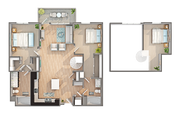 Loft B6 | Plano de planta de 2 dormitorios