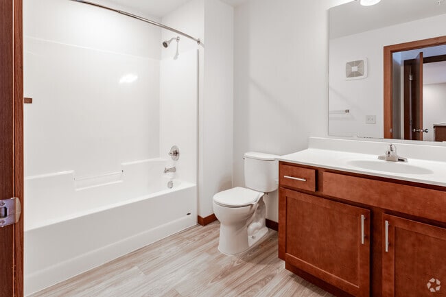 2BR, 2BA - 970SF - Primary Bathroom - Station Street Apartments